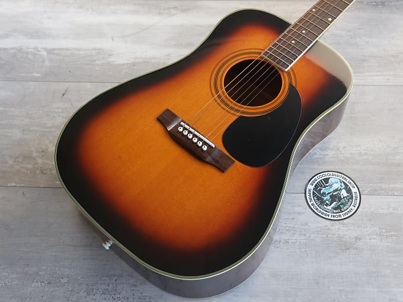 1990's Aria ADW-250BS Dreadnought Acoustic (Sunburst) | Reverb