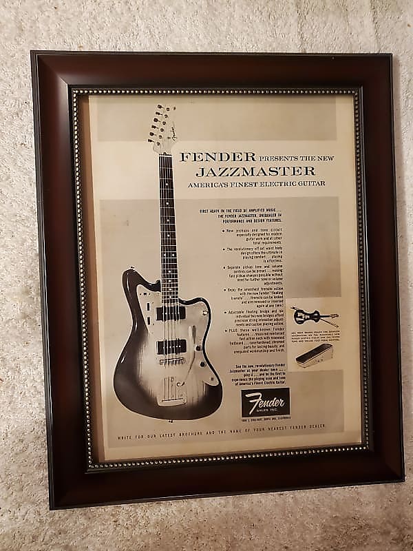 1958 Fender Guitars Promotional Ad Framed Fender Jazzmaster Reverb