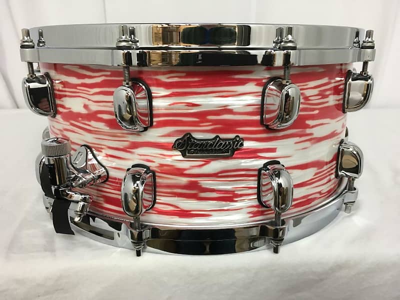 Tama Starclassic Maple 14" Diameter X 6.5" Deep Snare Drum/Red & White Oyster image 1