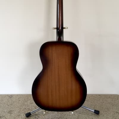 1960s Vintage Burst Solid Woods Silvertone Kay Acoustic Guitar Lacquer Finish Tortoise Binding HSC image 25