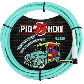 Pig Hog PCH10SGR Vintage Series 1/4" TS Straight to Right-Angle Instrument/Guitar Cable - 10'