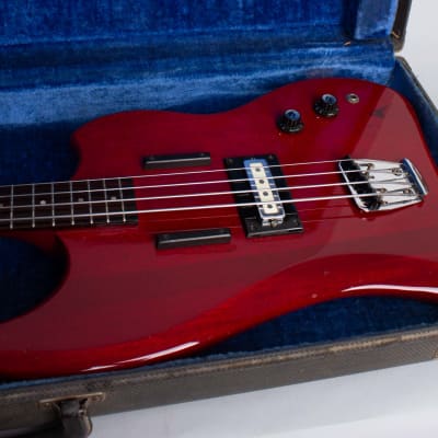Guild  Jet Star Solid Body Electric Bass Guitar (1966), ser. #SD-179, original grey hard shell case. image 12