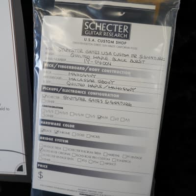 Schecter USA Custom Shop Synyster Gates Signature-FR Trans Black Burst w/ Tolex Case image 6
