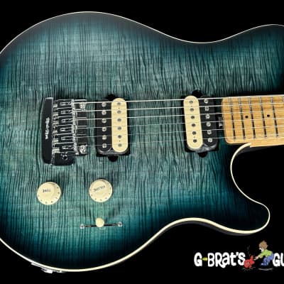 2022 Ernie Ball Music Man Axis Super Sport Tremolo with Roasted Flamed Maple Neck and Fretboard ~ Yucatan Blue for sale