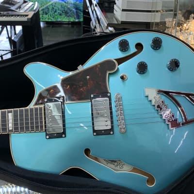 D’Angelico New York DAPSSOTCTCB Premier Blue Hollow Body Electric Guitar 6 String w/ Soft Case image 2