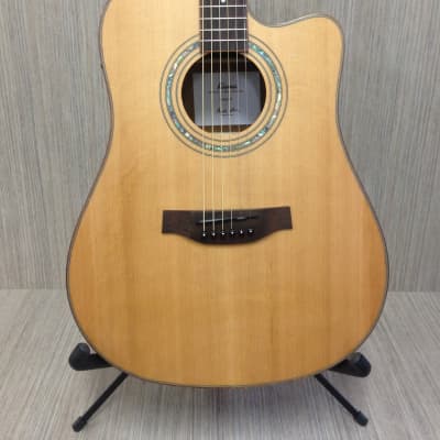 Klema K300DC-CE Satin / Natural Solid Cedar Top,Dreadnought Acoustic Guitar,Cutaway,EQ+ Gig Bag image 2