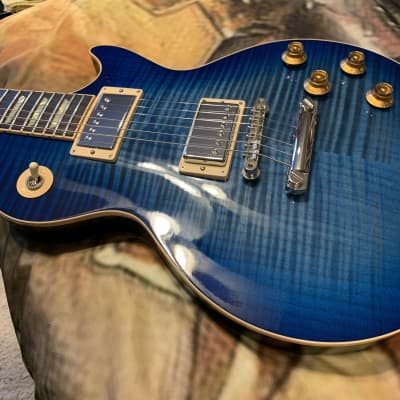 BLUE AXCESS 🦋! 2013 Gibson Custom Shop Les Paul Standard Axcess Figured Trans Translucent Transparent Blue Burst Ocean Water Blueberry F Flamed Maple Top Special Order Limited Edition Exclusive Run Coil Split 496R 498T ABR-1 Stopbar Tailpiece Modern image 9