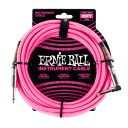 Ernie Ball 25ft  Neon Pink Braided Straight/Angle Instrument cable P06065