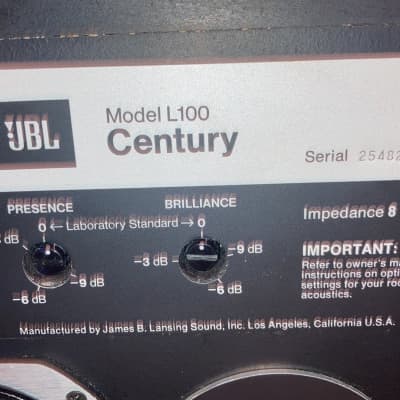 JBL L100 Century   Middle yrs. Production  Walnut image 3