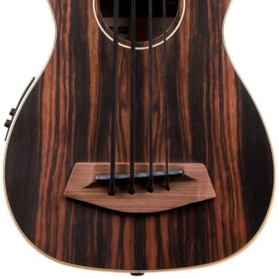 Kala U-Bass-EBY-FL Striped Ebony Fretless Acoustic-Electric U-Bass Ukulele image 1
