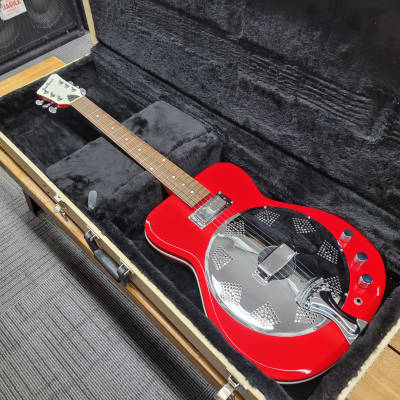 Airline Folkstar Resonator Electric with Case - Red for sale