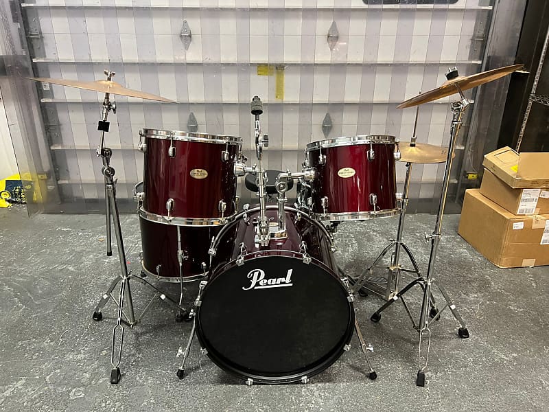 Pearl Forum 5Piece Drum Set w/ Hardware & Cymbals, Red Reverb