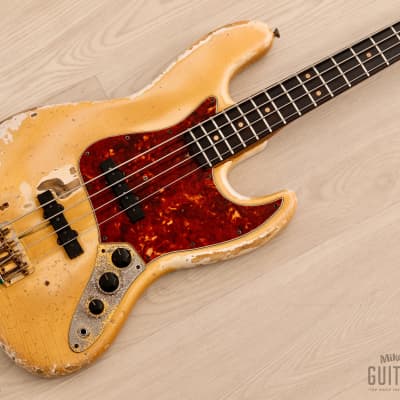 1964 Fender Jazz Bass Pre-CBS Vintage Bass Olympic White w/ Gold Hardware, Case for sale