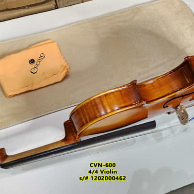 Cecilio 4/4 Advanced Level Violin Featuring Aged 7+ Years - Solid Spruce Top Highly Flamed One-Piece Maple Back and Sides All-Ebony Components, Independent Fine-Tuners, Brazilwood Bows, Hand-Rubbed Oil Finish... image 20