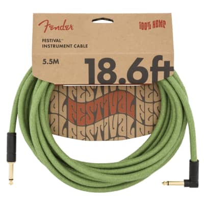 Fender Festival Instrument Cable Pure Hemp Green- 18.6FT image 1