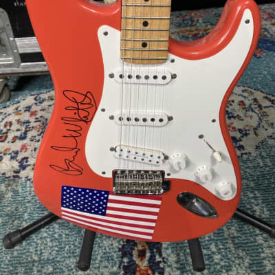 Fender Brad Whitford’s Aerosmith, Larry Brooks Custom Stratocaster, Autographed! Authenticated! (BW2 #22) 1990s - Fiesta Red, American Flag image 10