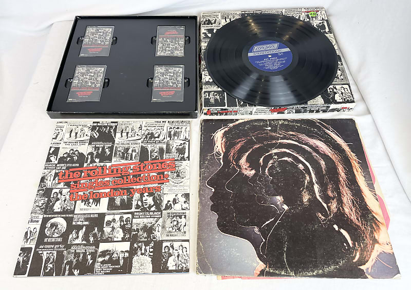 Lot of 2 Used Vinyl LP Records + Lot of 4 Used Cassette Accordion Set - The Best Of The Rolling Stones - singles collection  the London Years image 1