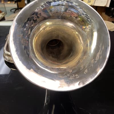 1951 C.G. Conn 22I 4-Valve "Fast/Short Action Valve" Bell-Front Silver-plated Bb Euphonium image 11
