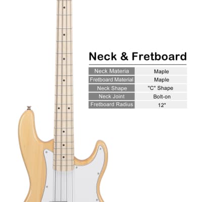 Glarry GP II Electric Bass Guitar with Wilkinson Pickup, Warwick Bass Strings, Bone Nut 2020s Burlyw image 9