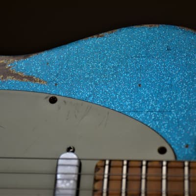 American Fender Custom Telecaster Nitro Heavy Relic Blue Sparkle image 24