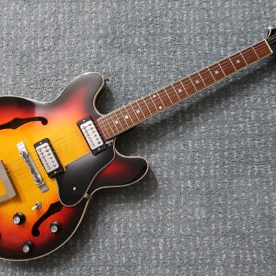 Vintage 1960s Kappa Continental Hollow Body Guitar Sunburst Finish Original No Case 335 Style Original Bigsby Bridge for sale