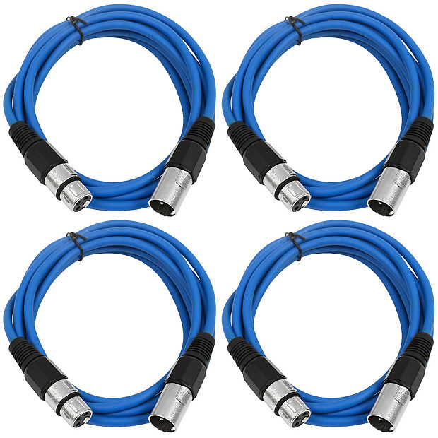 Seismic Audio SAXLX-10-4BLUE XLR Male to XLR Female Patch Cables - 10' (4-Pack) image 1