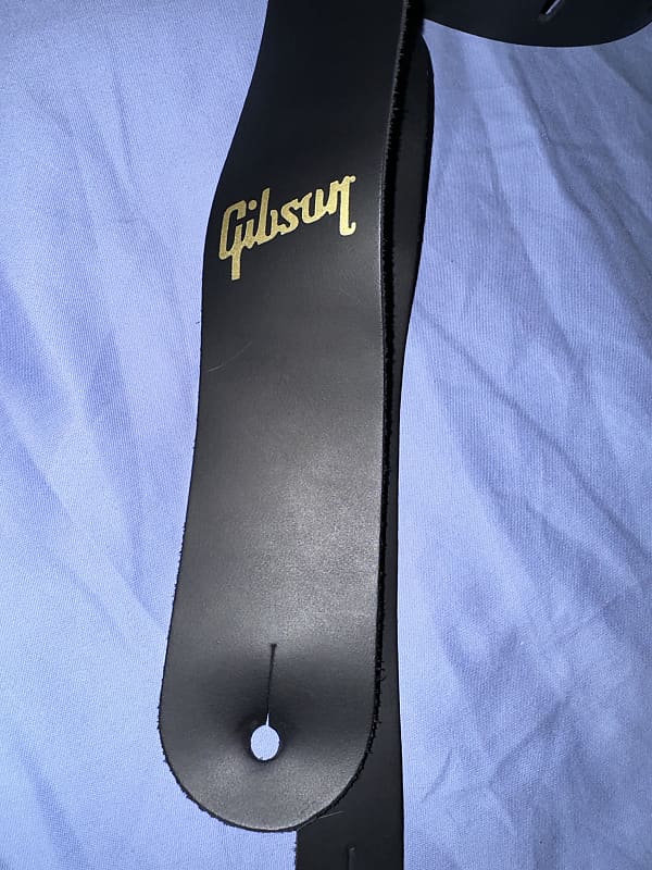 Gibson Black Leather OEM Gibson guitar strap 2020s Flat Reverb