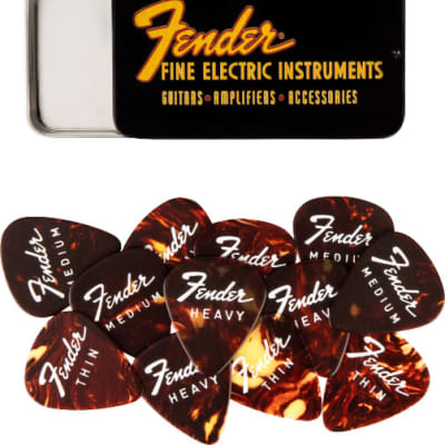 Genuine Fender Fine Electric Guitar Pick Gift Tin - 12 Pack of Thin/Medium/Heavy image 2
