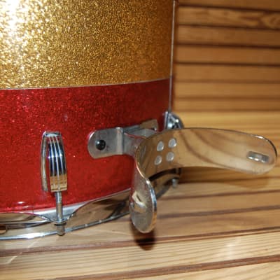 Vintage Ludwig 1970s Maple 15 x 12 Marching Snare Drum - Red/Gold Sparkle image 9