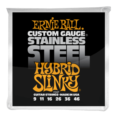 Ernie Ball 2247 Hybrid Slinky Stainless Steel Electric Guitar Strings; gauges 9-46