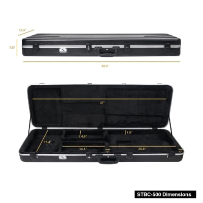 STBC-500 | Lightweight & Compact ABS Road Case for Electric Bass Guitar w/ TSA Approved Locking Latch and EPS Foam Plush Interior image 11