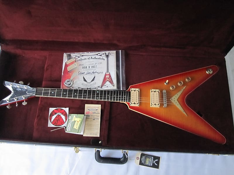 Dean USA V 1977 Trans Cherryburst Ltd Run 35 Pc #7 of 35 with Dean case certificate of authenticity image 1