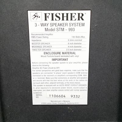 Fisher STM-993 3-Way Speaker System Pair image 6