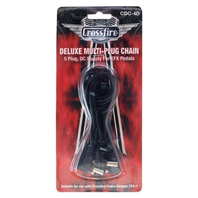 Crossfire 5-Plug Deluxe Daisy Chain Pedal Power Cable (Right Angle Plugs) for sale