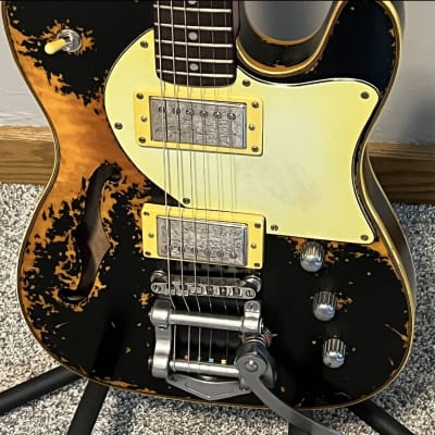 Partscaster T-Style - Relic Black Over Amber image 5