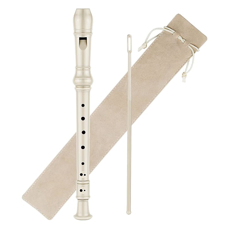 Soprano Recorder C Key 8 Holes 3-Piece German Style Baroque Fingering Recorder Instrument With Cleaning Rod And Storage Bag, For Beginners Kids Students((1 Set Beige) image 1