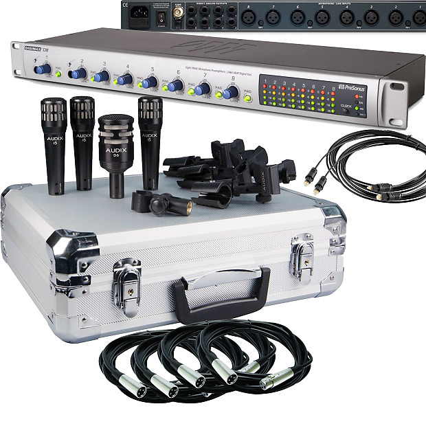 PreSonus DigiMax D8 8-ch Mic Preamp + Audix DP4 + (4) Mic