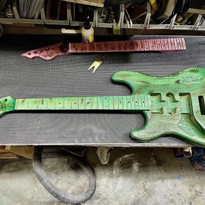 Pistol Guitars Maple left handed neck with maple fretboard Jimi Hendrix green neck only custom 2021 image 2