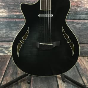 Crafter Left Handed SA Hybrid Electric/Acoustic Guitar- Trans Black - Includes a Hard Shell Case imagen 2