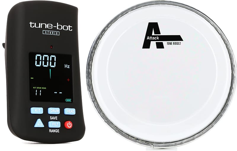 Overtone Labs Tune-Bot Studio Drum Tuner  Bundle with Attack DH6 Tone Ridge 2 Clear Drumhead - 6-inch image 1