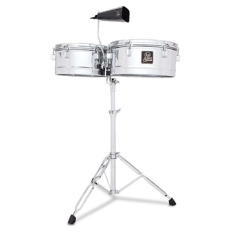 Latin Percussion LPA256 Aspire Series 13/14" Timbale Set with Stand 2010s - Steel/Chrome image 1