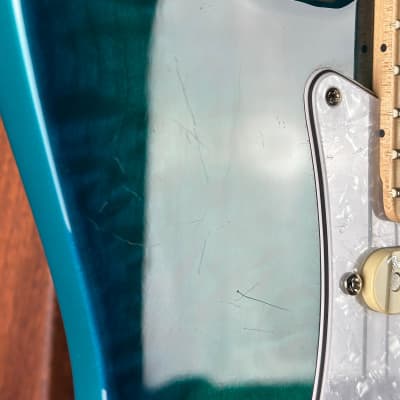 Used 2018 Fender American Elite Strat HSS Shawbucker QMT Aqua Marine Metallic w/Case TSU20642 image 5