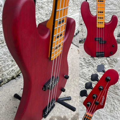GAMMA Custom Bass Guitar P22-02, Alpha Model, Transparent Valencia Red Ash image 12