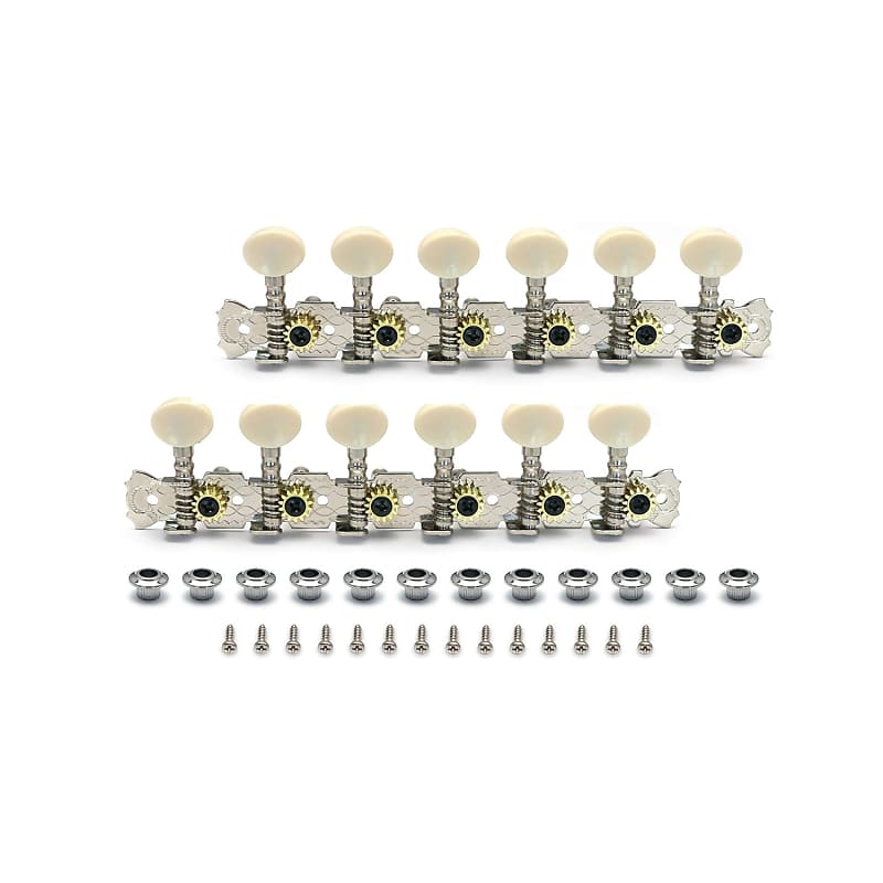 12 Strings Acoustic Guitar Tuning Pegs Chrome Plated Machine | Reverb