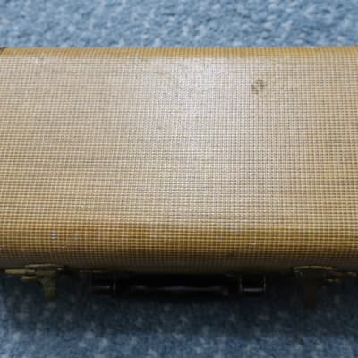 Vintage 1950-1970s Conn Clarinet Original Tweed Case Case Blue Lining Sausage Handle Intact! image 7