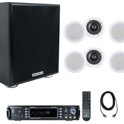 Rockville Home Stereo Receiver Amplifier+8) 6.5" Ceiling Speakers+6.5" Subwoofer image 1
