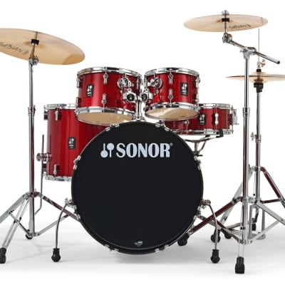 Sonor AQX Stage Red Moon Sparkle 5pc Kit 22x16,10x7,12x8,16x15,14x5.5 Drums Cymbals Hardware Dealer image 2