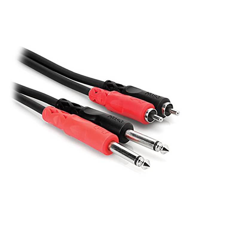 Hosa CPR-204 Dual 1/4"" TS to Dual RCA Stereo Interconnect Cable, 13.1 Feet image 1