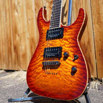 ESP Custom Shop Horizon Custom Amber Sunburst  6-String Electric w/ Form Fit Tolex Case NOS image 3