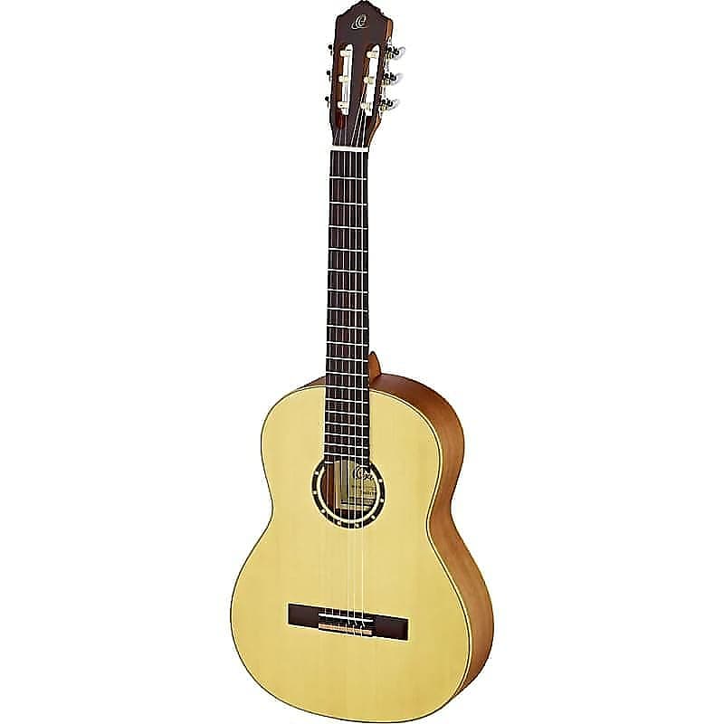 Ortega Guitars 6 String Family Series 1/2 Size Left-Handed Nylon Classical  Guitar w/Bag, Spruce Top-Natural-Satin, (R121L-1/2)